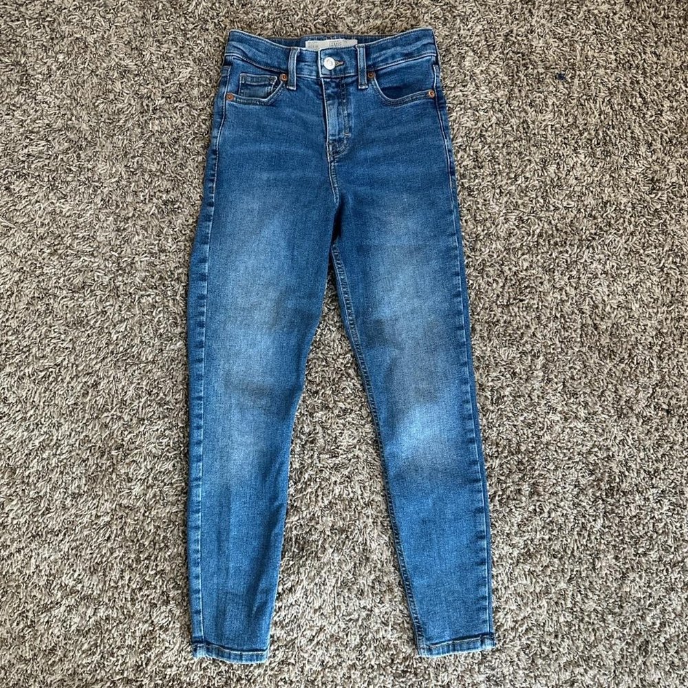 Topshop Petite Jamie Moto Jeans in Blue